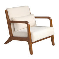 SESSEL Weißer Stoff 68/86/74 cm - Walnussfarben/Creme, Holz/Textil (68/74/86cm) - ANGEL CERDA