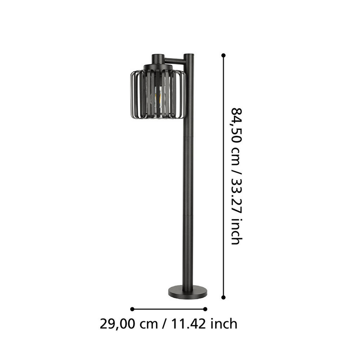 WEGELEUCHTE SELINU Stahl, Schwarz/Klar, E27 - Schwarz, Glas (29/19/84.5cm)
