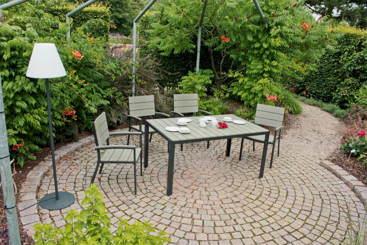 GARTEN-SITZGRUPPE Mila 5-teilig Gartenmöbel-Set - Anthrazit, Kunststoff - DELUKE