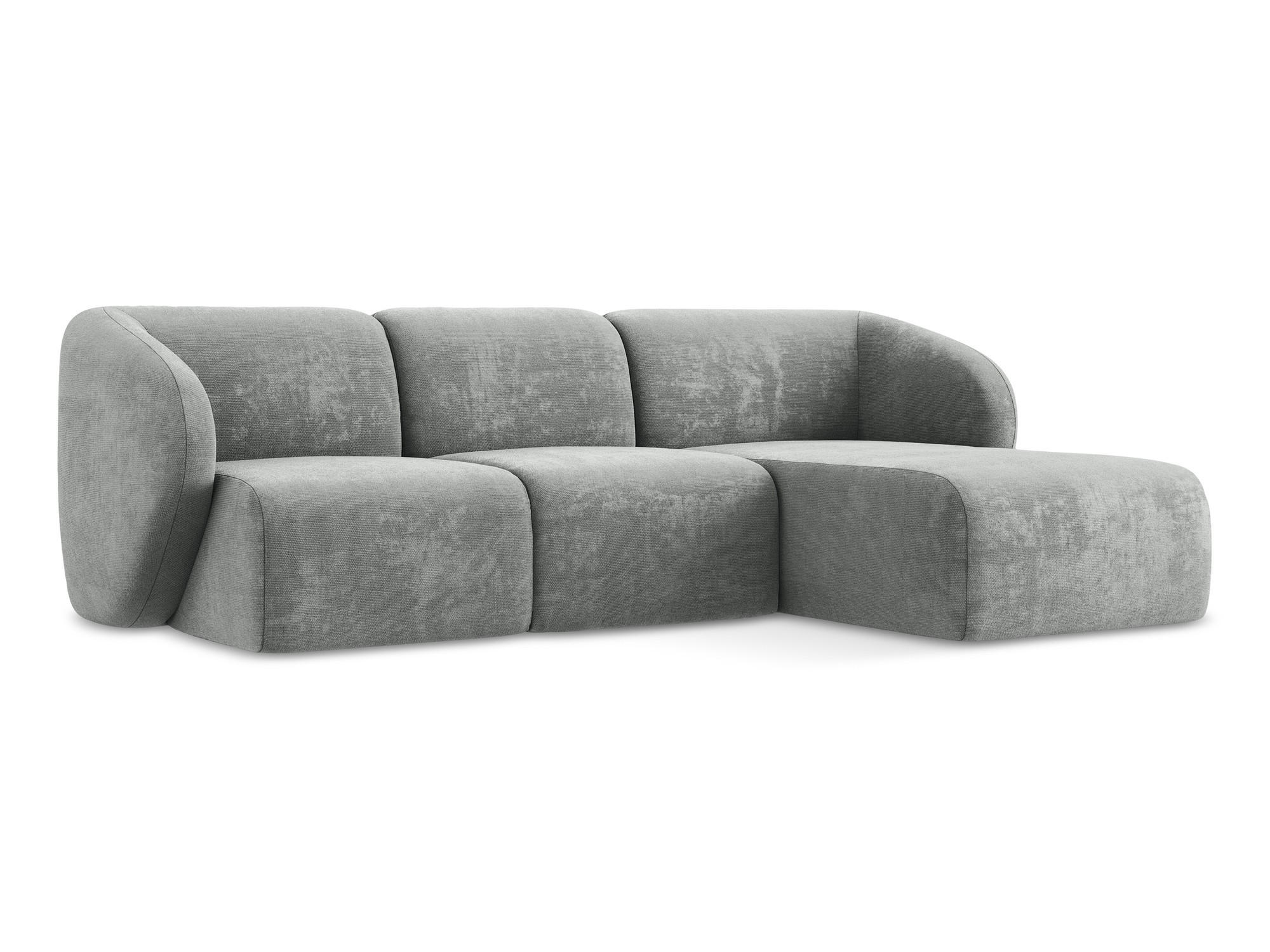 ECKSOFA Rechts Chenille Stoff Grau - Schwarz/Grau, Holzwerkstoff/Kunststoff (248/166cm) - Makamii