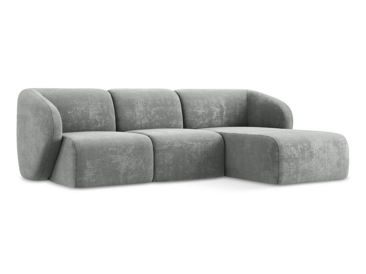ECKSOFA Rechts Chenille Stoff Grau - Schwarz/Grau, Holzwerkstoff/Kunststoff (248/166cm) - Makamii