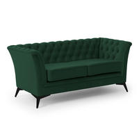 CHESTERFIELD-SOFA 2-sitzer Whitby Flaschengrün Samt mit schwarzen Füßen - Dunkelgrün/Schwarz, Holz/Textil (175/78/82cm) - S-Style Möbel