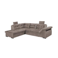ECKSOFA mit Schlaffunktion und Bettkasten, verstellbare Armlehnen - Taupe, Textil (217/283cm) - ed exciting design