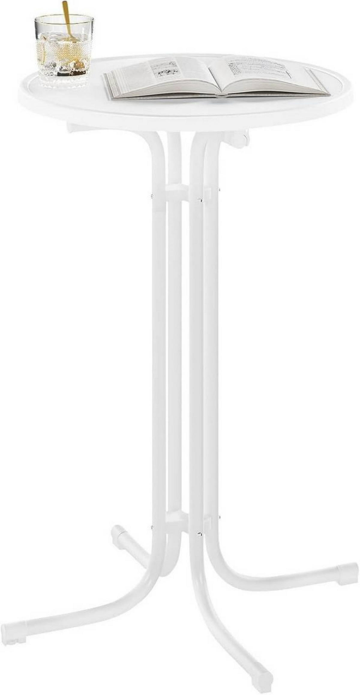 GARTENTISCH klappbar, mit Husse, Ø 70 cm, Weiß - Weiß, Holzwerkstoff/Metall (70/70/110cm) - Woltu