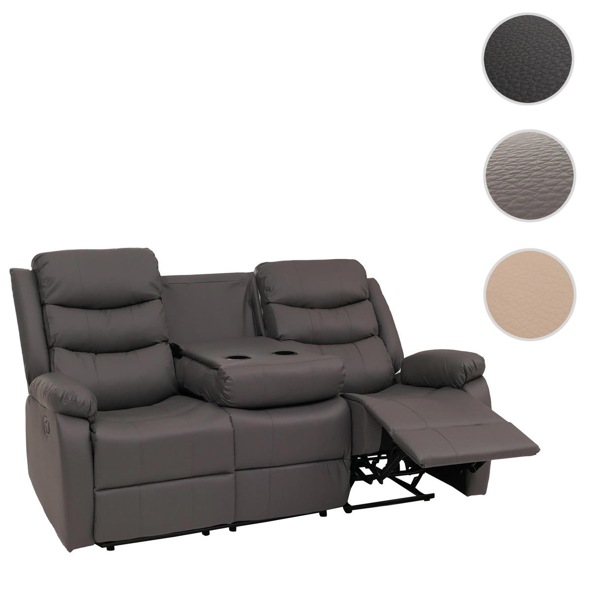 3ER KINOSESSEL Grau - Grau, Textil (181/107/164cm) - MCW