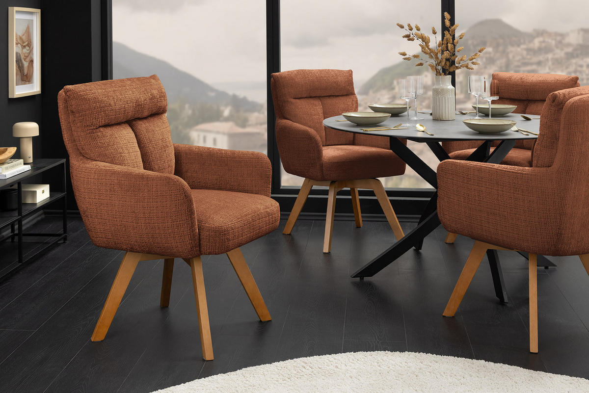 STUHL BIG GEORGE Chenille Braun 94 cm - Buchefarben/Braun, Holz/Textil (61/94/66cm) - riess-ambiente