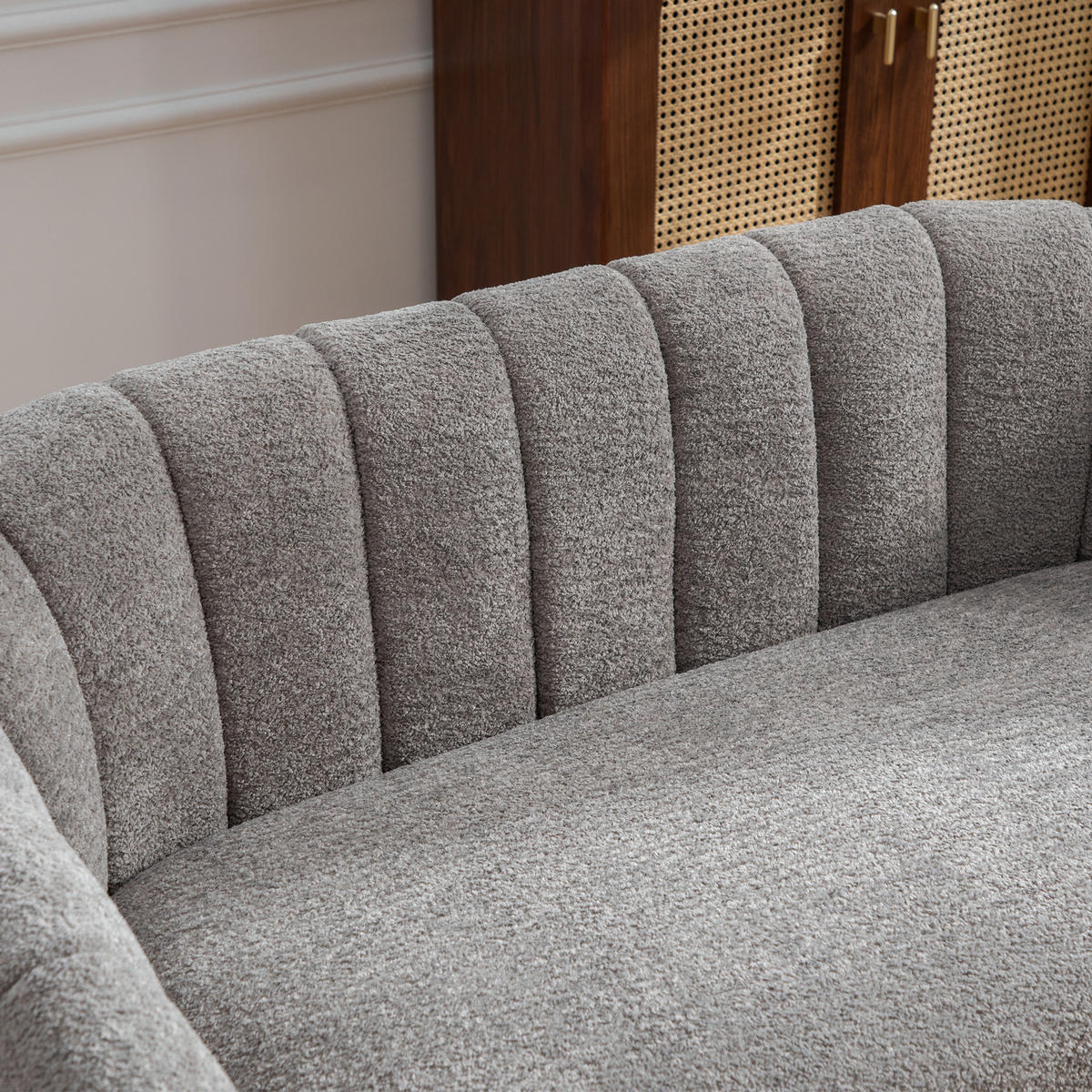 2-SITZER SOFA Chenille Grau mit abnehmbarem Sitzkissen - Grau, Holzwerkstoff/Textil (127.5/76.5/70cm) - WISHDOR