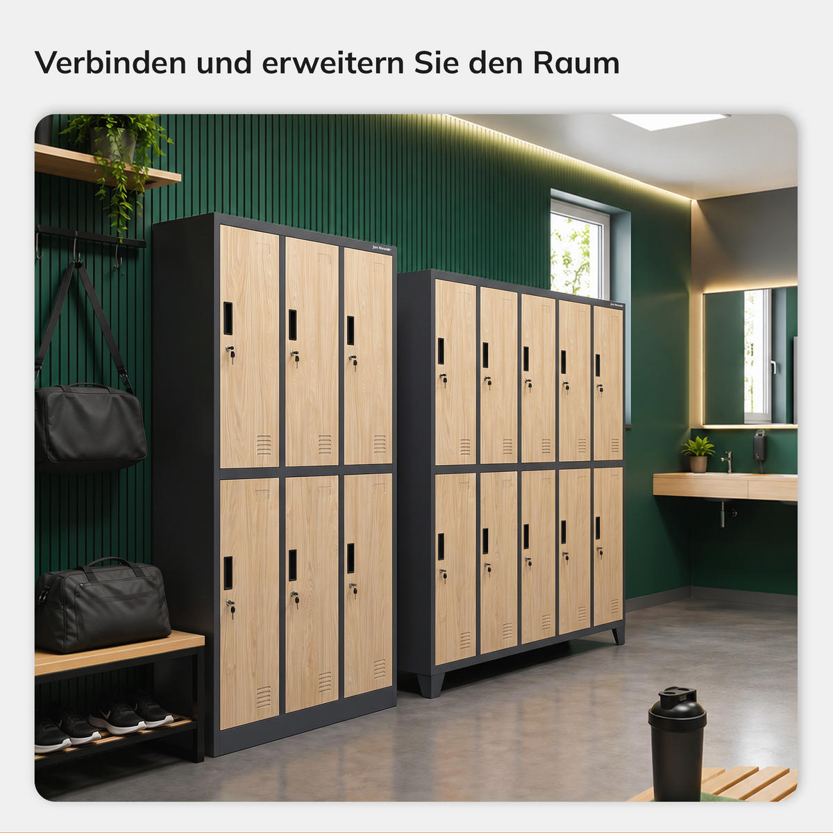 ARBEITSSCHUTZ-GARDEROBENSCHRANK 6-Türiger IGOR 185x90x45 cm - Anthrazit/Sonoma Eiche, Metall (90/185/45cm) - Jan Nowak