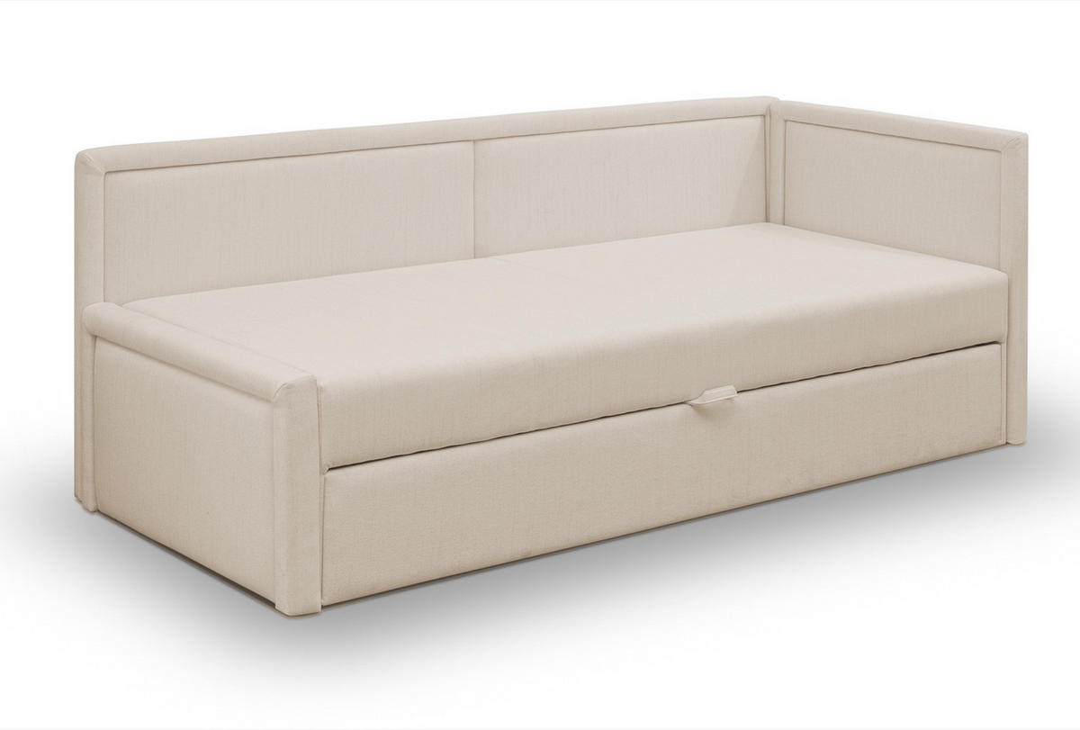 JUGENDBETT Caprili Hellbeige ausziehbar für 2 Personen - Ecru/Schwarz, Holz/Textil (82/189cm) - Selsey
