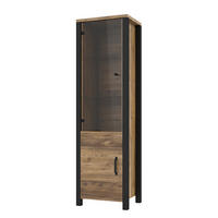 STANDVITRINE - Fichtefarben/Schwarz, Holzwerkstoff/Kunststoff (56/191/43cm) - home24