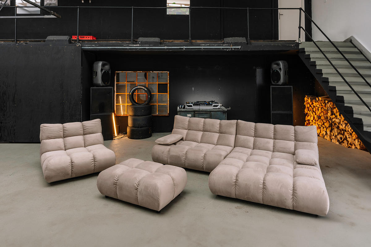 SITZGRUPPE VIVIEN 3ER SET Braun Velvet (1er-Set) - Dunkelbraun/Braun, Kunststoff/Textil (510/85/359cm) - KAWOLA