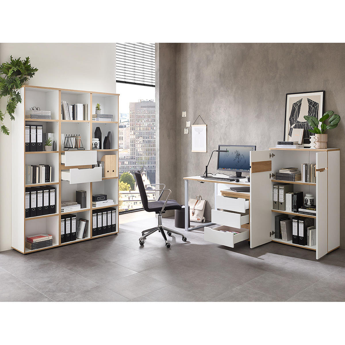 AKTENREGAL Manresa-36 - Weiß, Holzwerkstoff (45/197/38cm) - Lomado