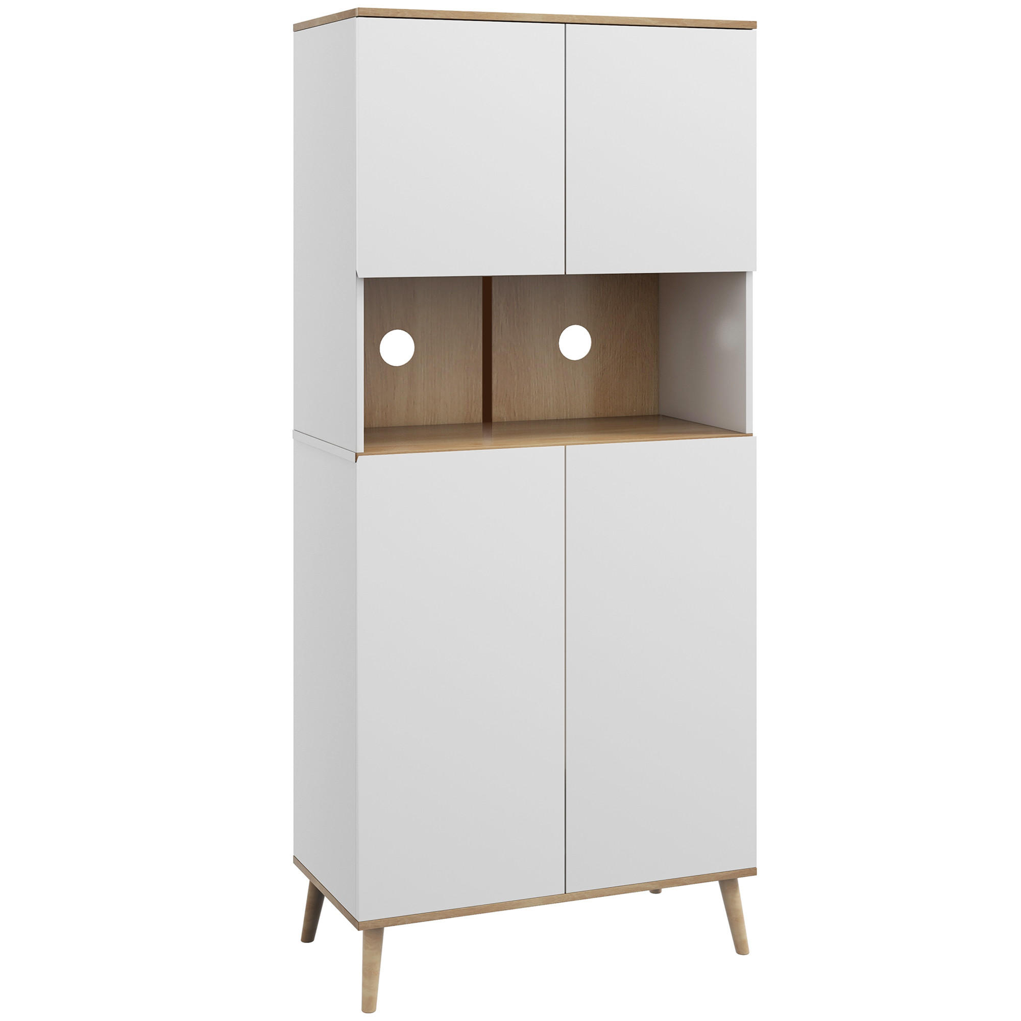HIGHBOARD DE-11065 2 Türen, verstellbare Böden & Kabeldurchlass Weiß - Weiß, Holzwerkstoff (40/178/80cm) - ComfortXL