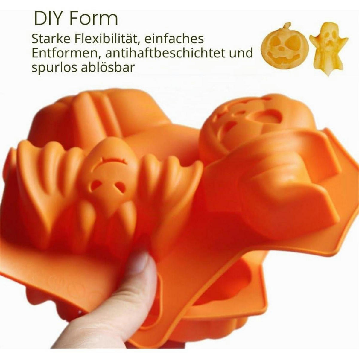 BACKFORM 2-teiliges Set Halloween Kürbis Silikon Antihaftbeschichtet - Orange, Kunststoff