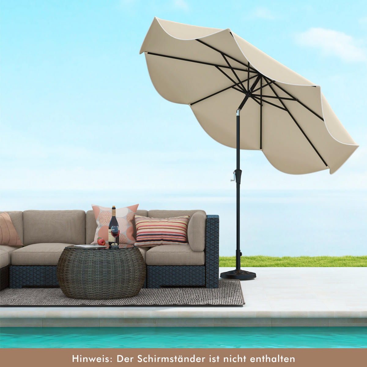TERRASSENSCHIRM Beige - Beige, Kunststoff (280/280cm) - COSTWAY