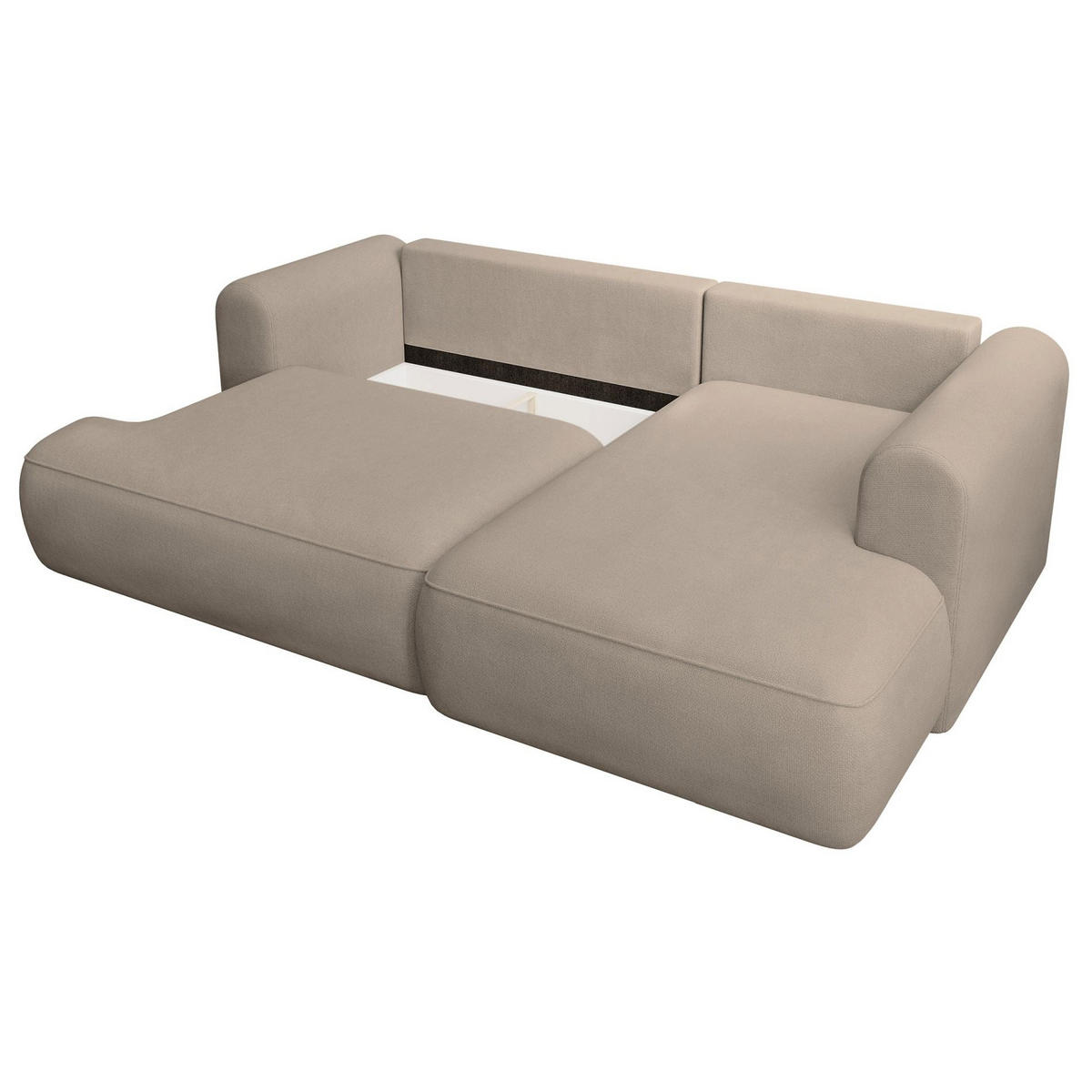 ECKSCHLAFSOFA Ovo Mini Greige Easy-Clean-Chenille-Bezug - Taupe/Schwarz, Kunststoff/Textil (156/238cm) - Selsey
