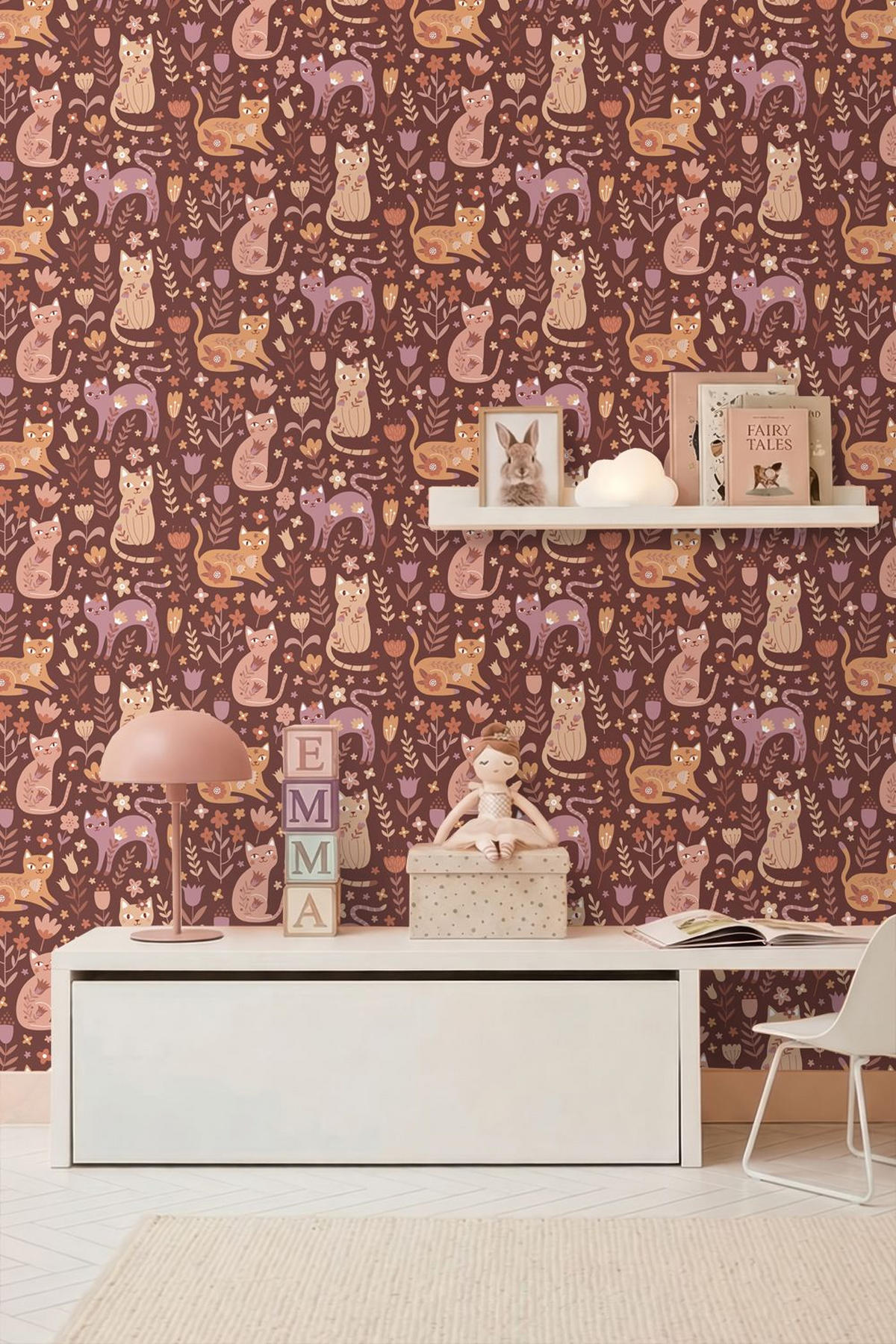 TAPETE Kätzchen 50 x 900 cm - Lila, Papier (50/0.1cm) - ESTAhome