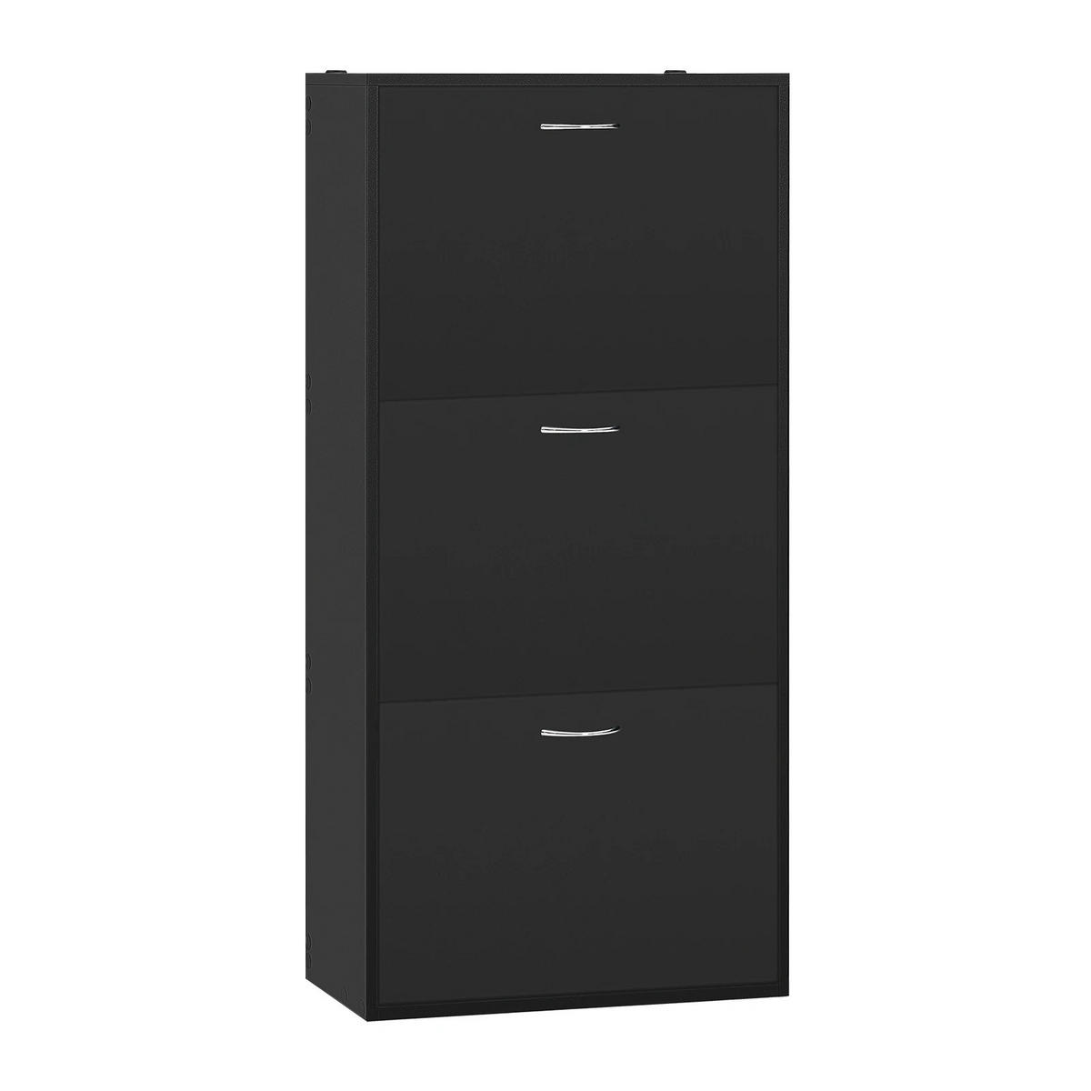 SCHUHKIPPER 3-stufiger, 118 x 58 x 23cm Schwarz - Schwarz, Holzwerkstoff (58/118/23cm) - Kaket