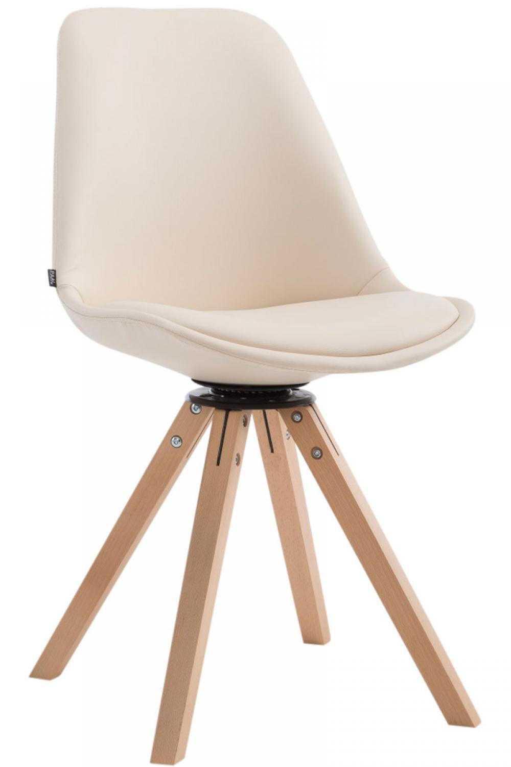STUHL Lederlook Creme - Eukalyptusholzfarben/Creme, Holz/Textil (48/84/56cm) - CLP