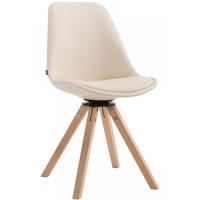 STUHL Lederlook Creme - Eukalyptusholzfarben/Creme, Holz/Textil (48/84/56cm) - CLP