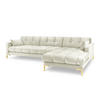 ECKSOFA rechts Mamaia aus Samt leichtes beige 5 Sitzplätze - Creme, Textil (185/293cm) - Micadoni