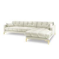 ECKSOFA rechts Mamaia aus Samt leichtes beige 5 Sitzplätze - Creme, Textil (185/293cm) - Micadoni