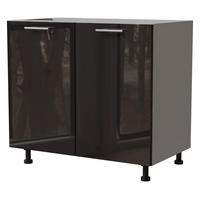 KÜCHENUNTERSCHRANK Essen D11/90 Schwarz Hochglanz / Grau Matt 90 / 50 / 82cm - Schwarz Hochglanz/Schwarz, Holz/Holzwerkstoff (90/82/50cm) - Feldmann-Wohnen