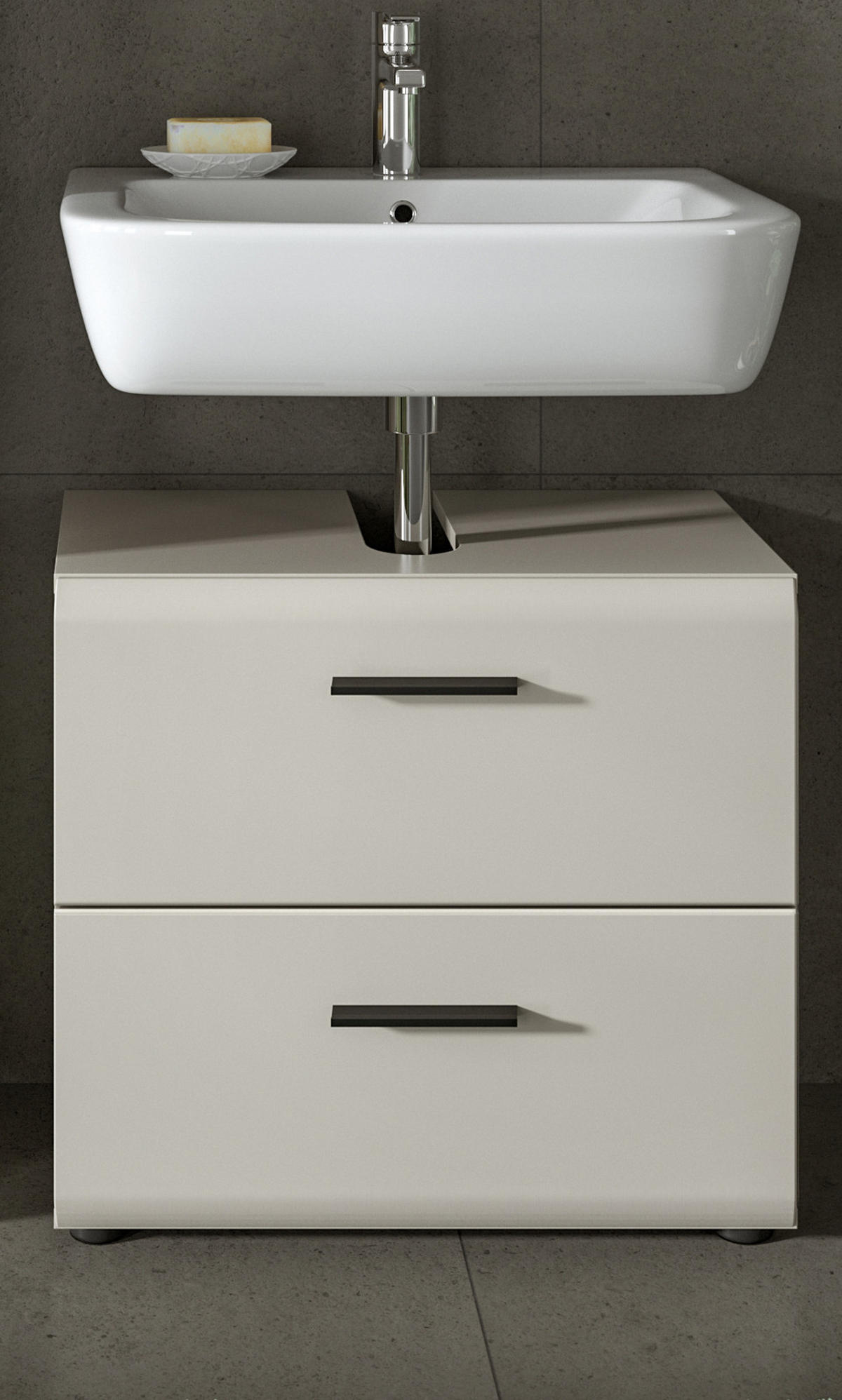 WASCHBECKENUNTERSCHRANK Kaschmir 60 cm, Badezimmer Unterschrank mit Schubladen - Kaschmir/Schwarz, Holzwerkstoff/Kunststoff (60/55/30cm) - Inn.Furn