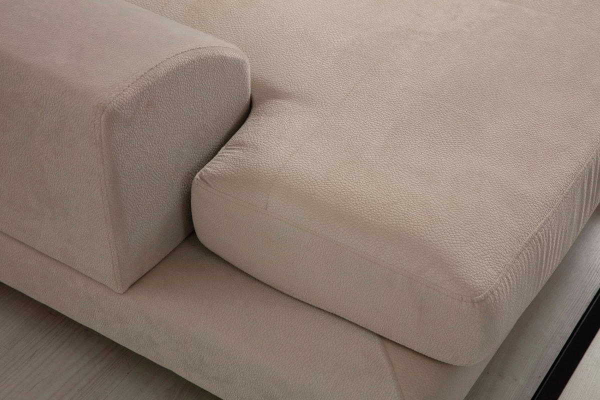 ECKSOFA mit verstellbarer Rückenlehne - Beige/Creme, Holz/Textil (304/190cm) - myHomelando