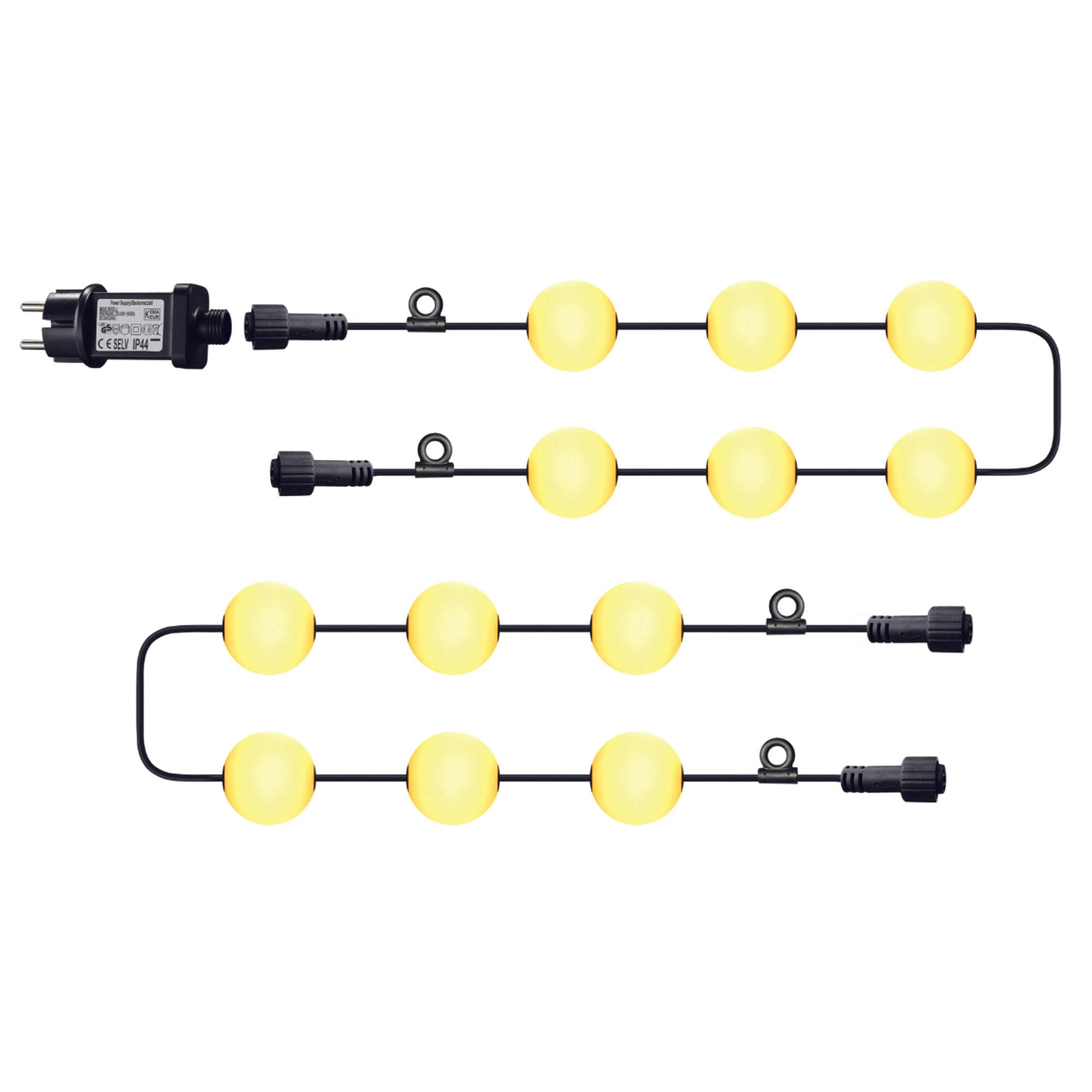 BOLLY-GIRLANDE, 12 Bälle, 11 m - Weiß, Kunststoff (550cm) - Lumisky