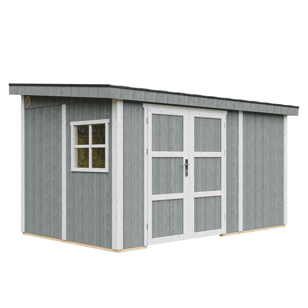 GARTENHAUS 8,68 m² - H231x248x412 cm - Ohne Boden und Seitenwand – M939B-CAVERN STEEL - Dunkelgrau, Holz (236/231/368cm) - Timbela