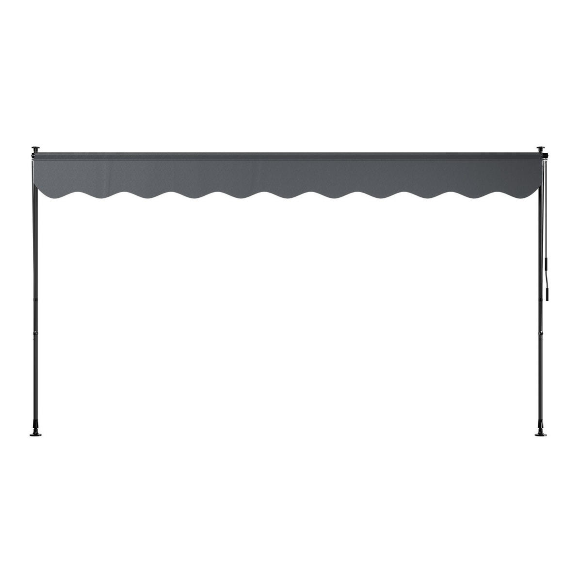 KLEMMMARKISE Kapstadt grau 350x120 cm - Grau, Textil (350/200/120cm) - Juskys