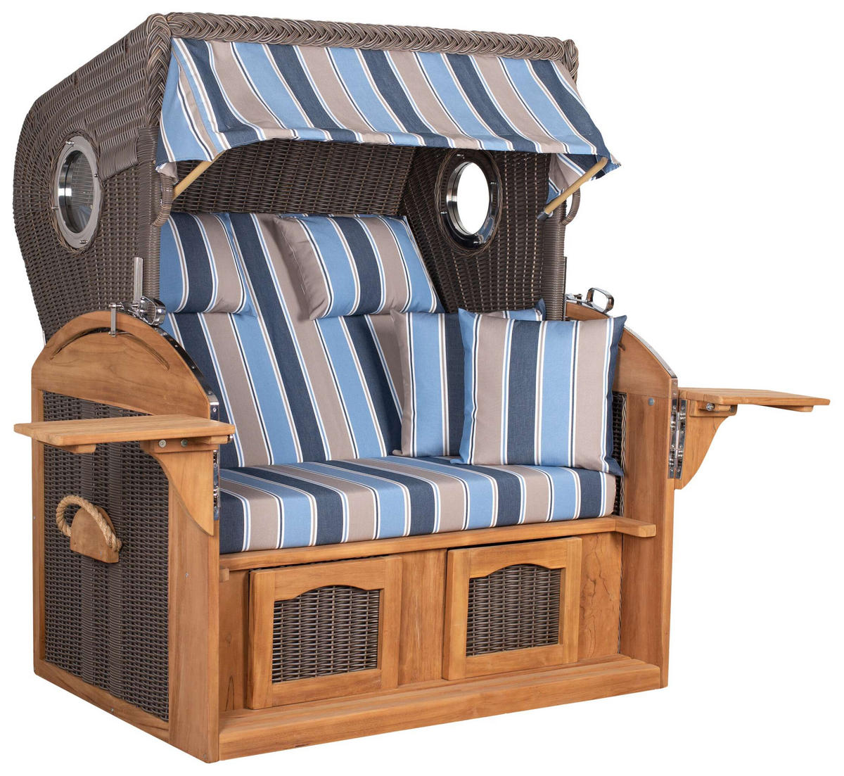 STRANDKORB XL Schillig Bullauge - Blau/Braun, Metall (142/170/95cm) - Mr. Deko