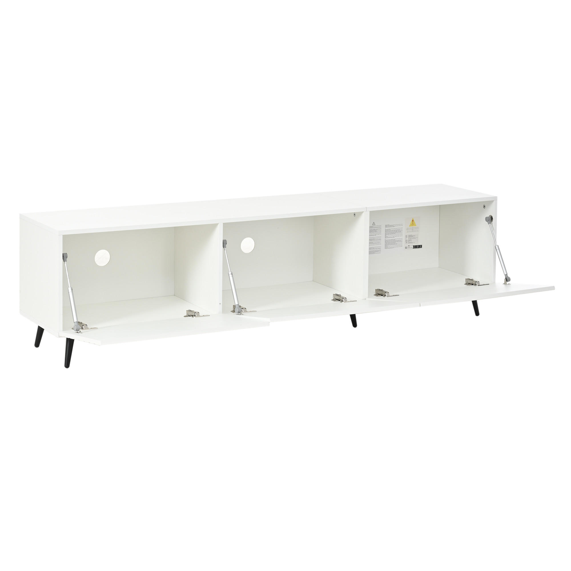 TV-ELEMENT 180/40/48 cm Weiß mit 3 Klapptüren - Weiß, Holz (180/48/40cm) - Oxeza