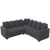 ECKSOFA L-Form Cord 83 cm Sitztiefe, 8,5 cm Füße inkl. 9 Kissen 202/202/74 cm Grau - Grau, Textil (202/202cm) - Redom