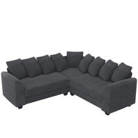 ECKSOFA L-Form Cord 83 cm Sitztiefe, 8,5 cm Füße inkl. 9 Kissen 202/202/74 cm Grau - Grau, Textil (202/202cm) - Redom
