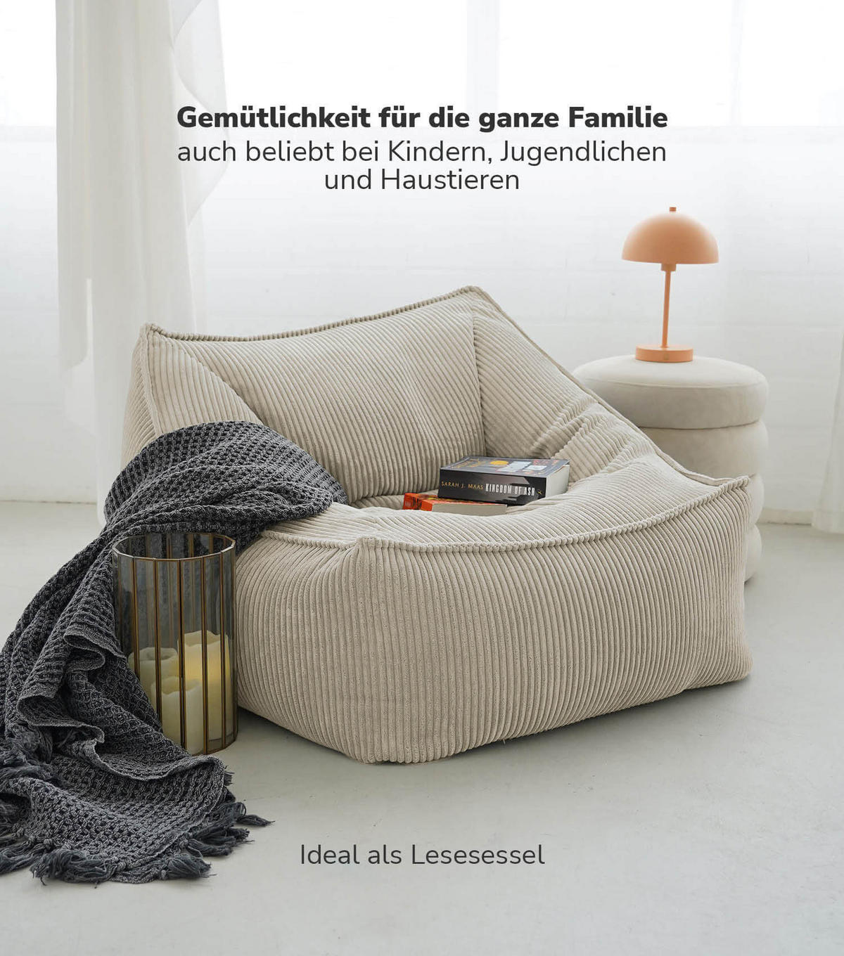 SITZSACK Cord Der Lümmel - Beige, Textil (73/60/83cm) - Mokebo