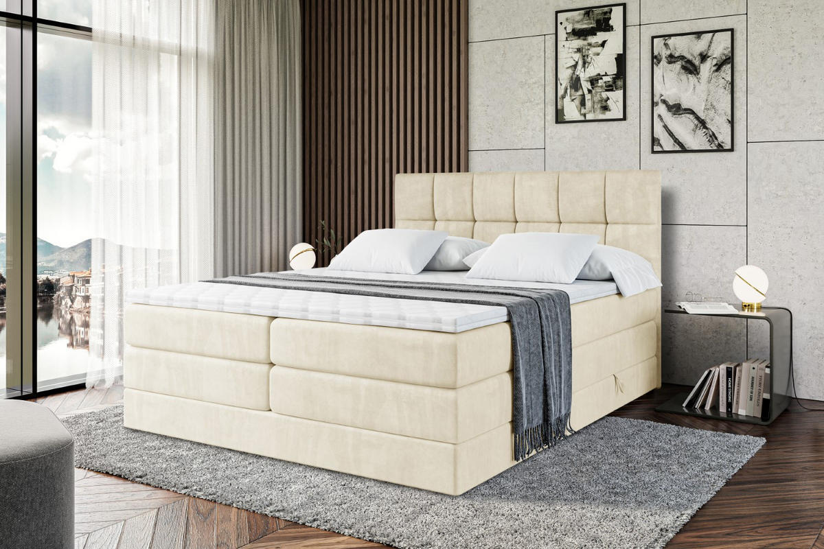 BOXSPRINGBETT RICAR KING - 140x200 - H3/H4 - Beige - Beige, Holzwerkstoff (140/200cm) - ALTDECOR