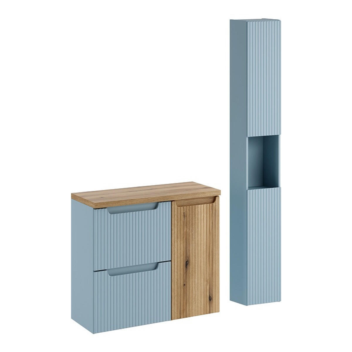 BADMÖBEL-SET 4 Teile - Nova Denim N BM377 in Denim - Dunkelblau, Holz (100/140/40cm)