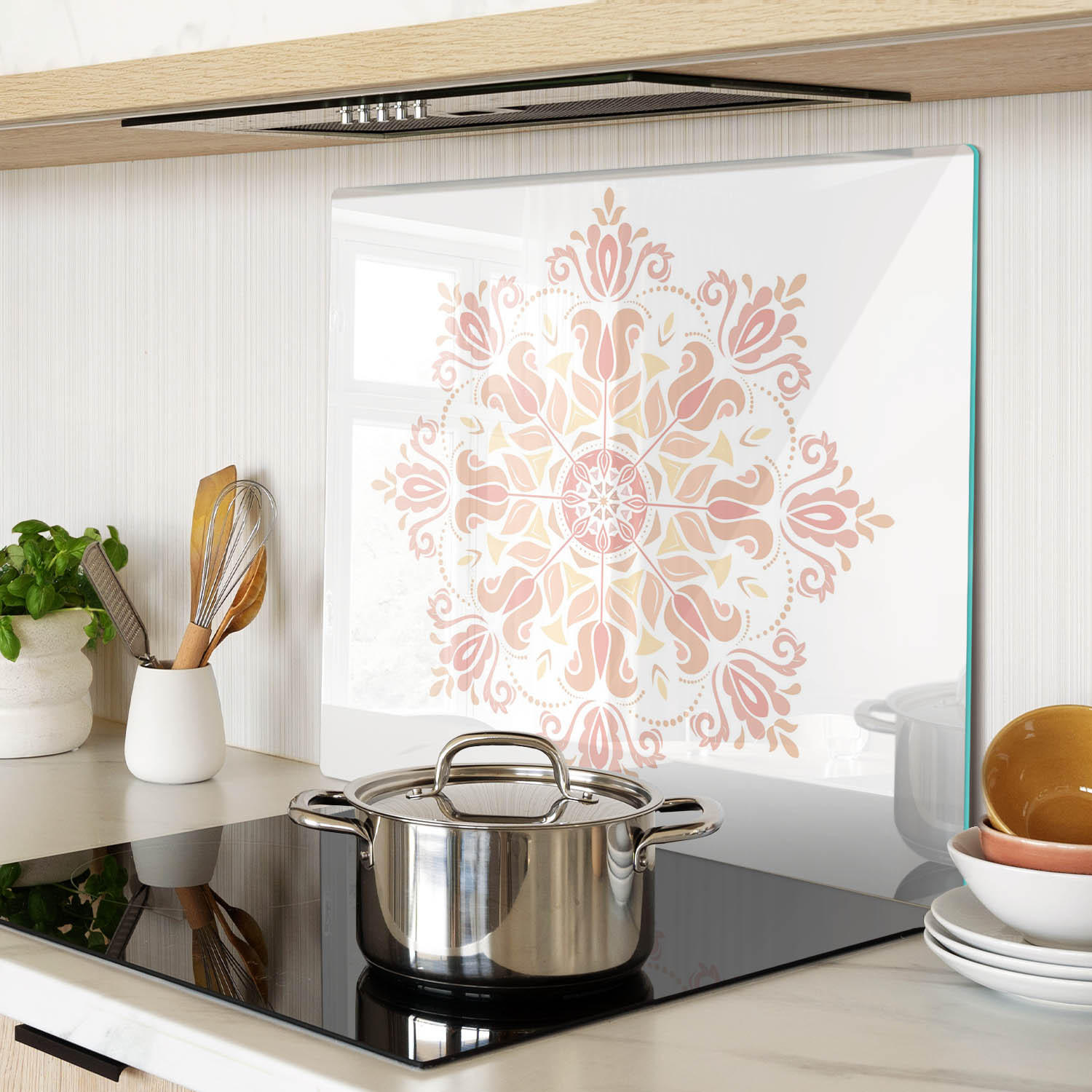 GLASPLATTE 60x52 cm Ornamentale Dekoration - Beige, Glas (60/0.4/52cm) - TULUP