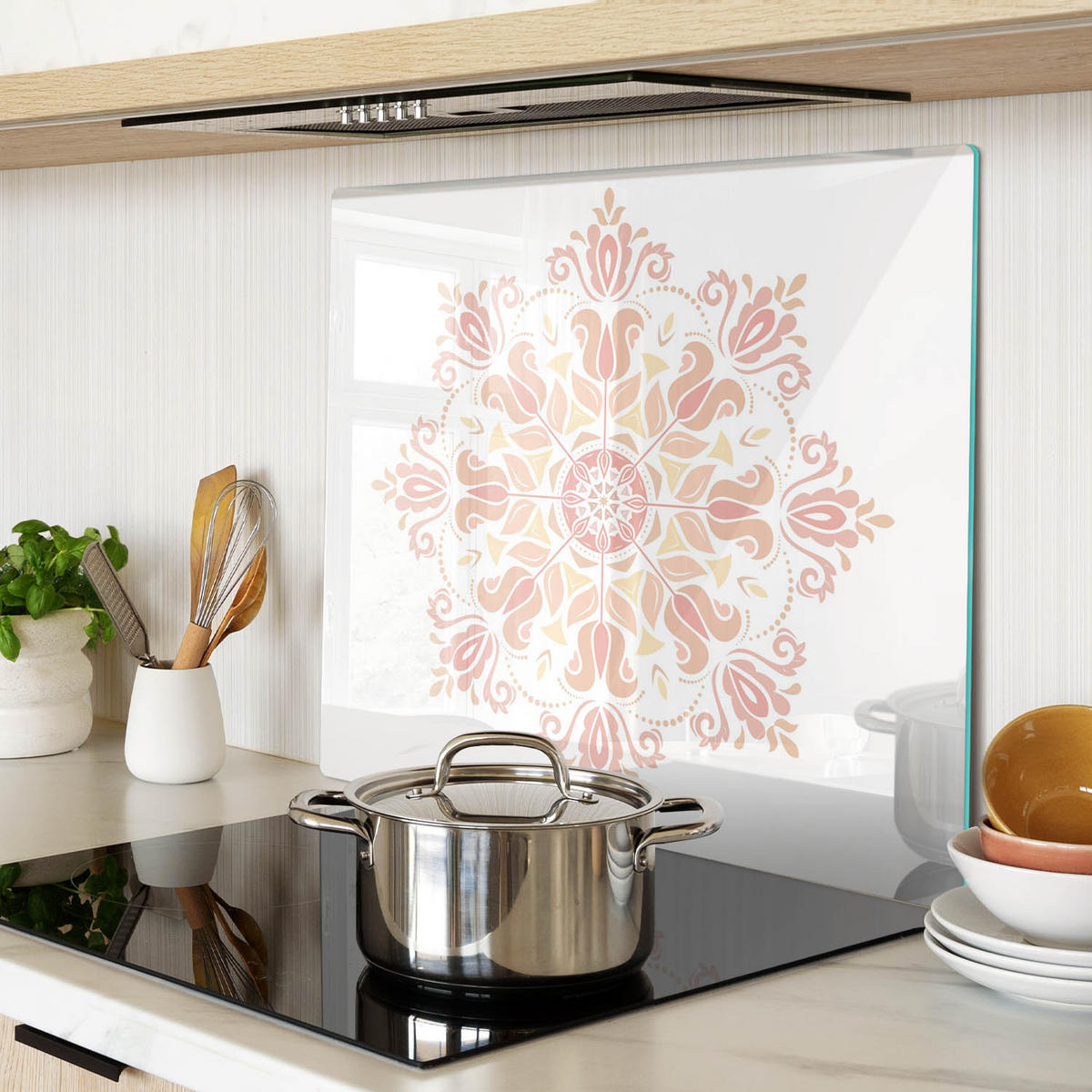 GLASPLATTE 60x52 cm Ornamentale Dekoration - Beige, Glas (60/0.4/52cm) - TULUP