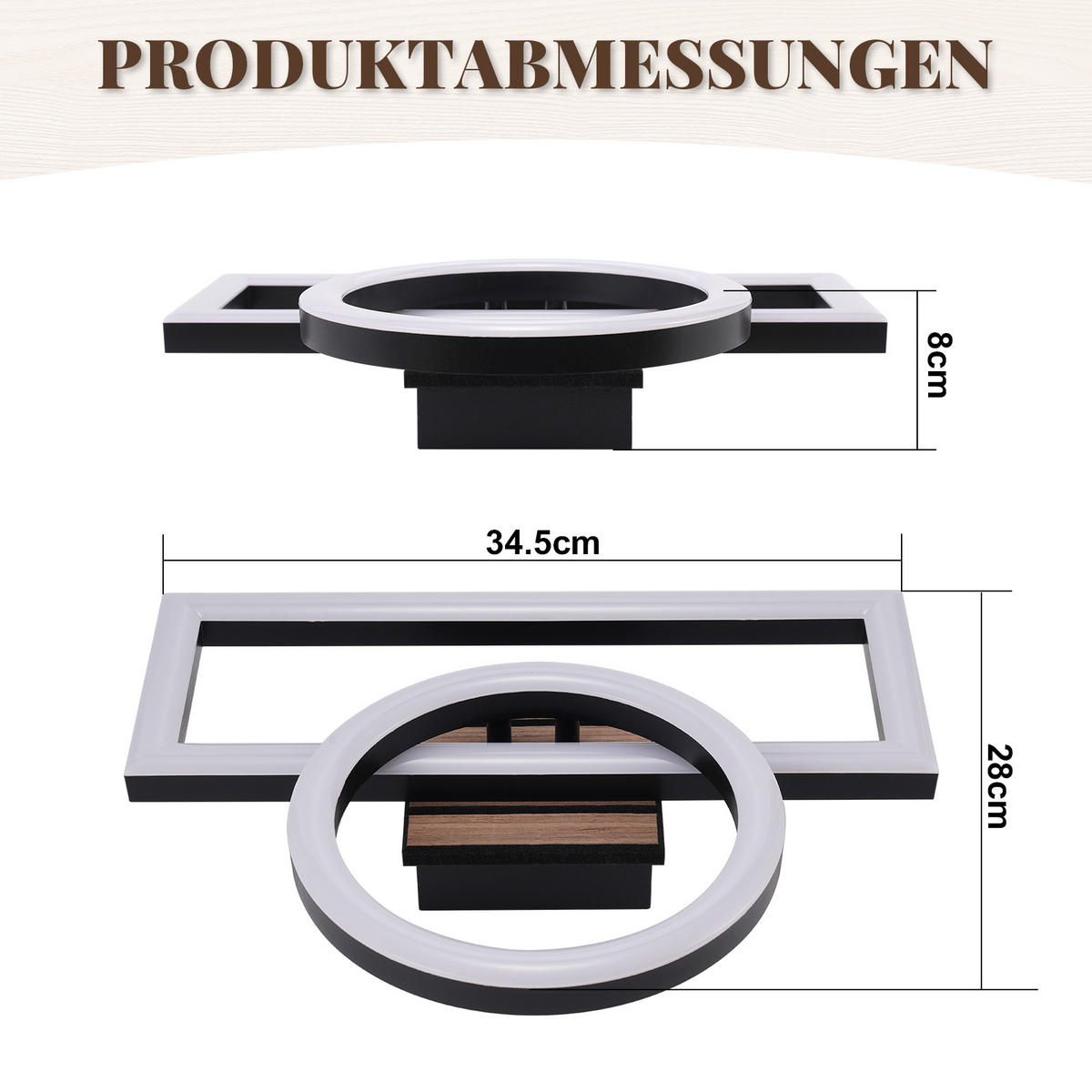 LED DECKENLEUCHTE Ixith 34.5/28/8 cm - Schwarz, Kunststoff/Metall (34.5/28/8cm) - ZMH