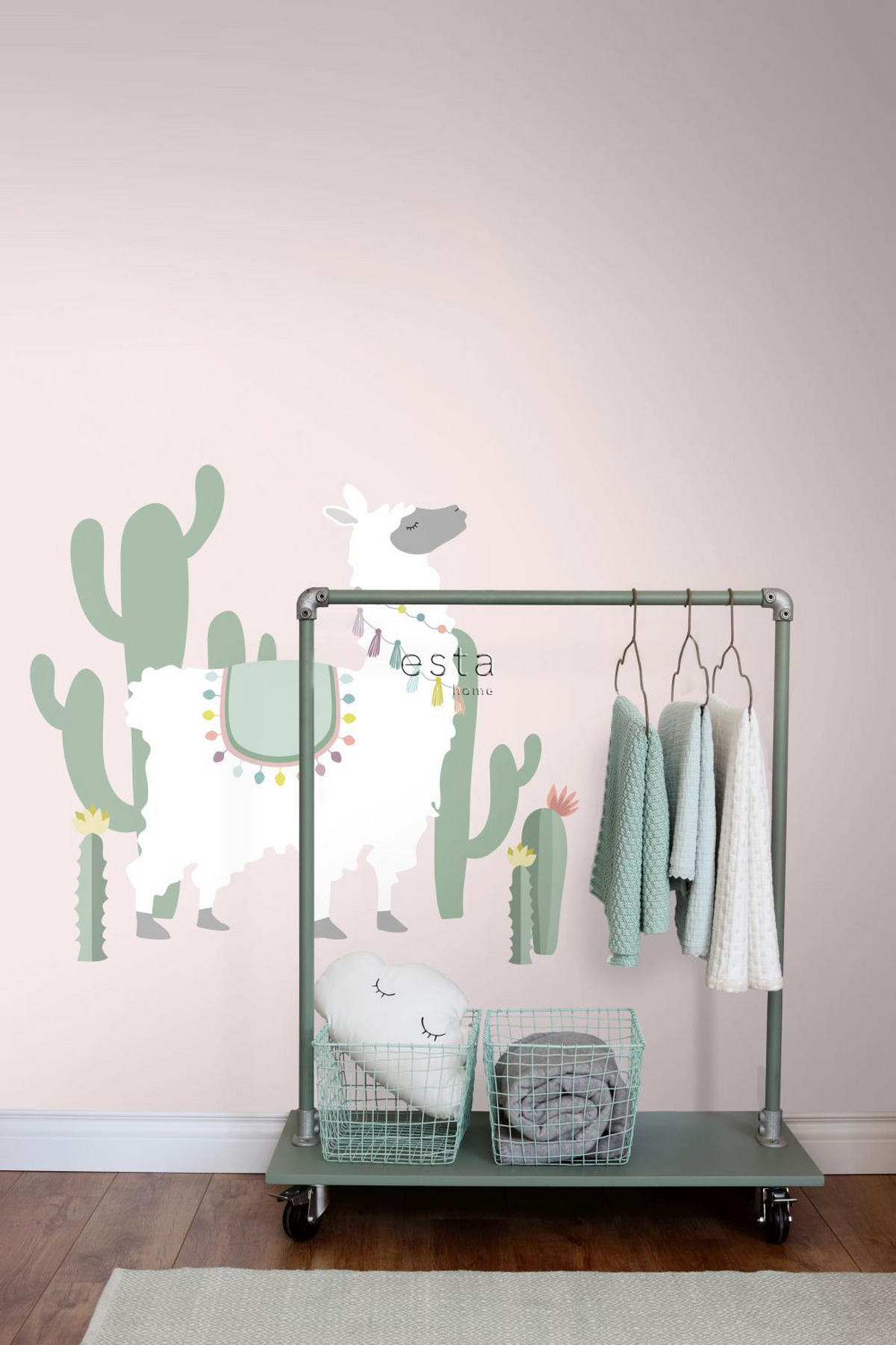 FOTOTAPETE Alpaka 150 x 279 cm - Pink, Papier (150/279cm) - ESTAhome