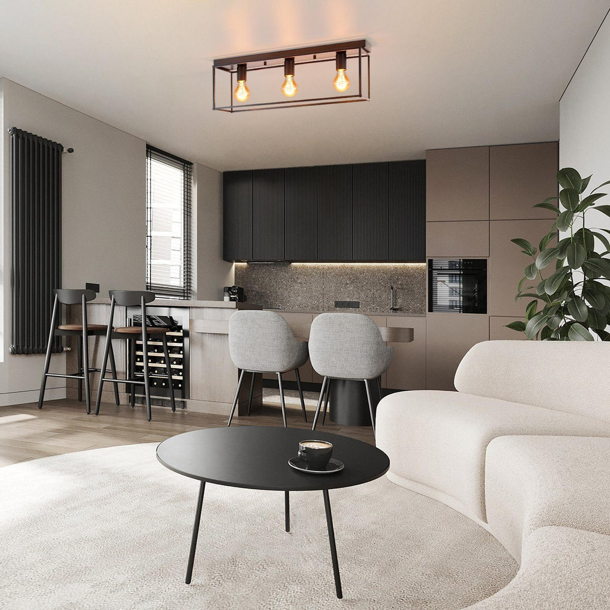 DECKENLEUCHTE Liorael 58/15/20 cm - Schwarz, Metall (58/15/20cm) - ZMH