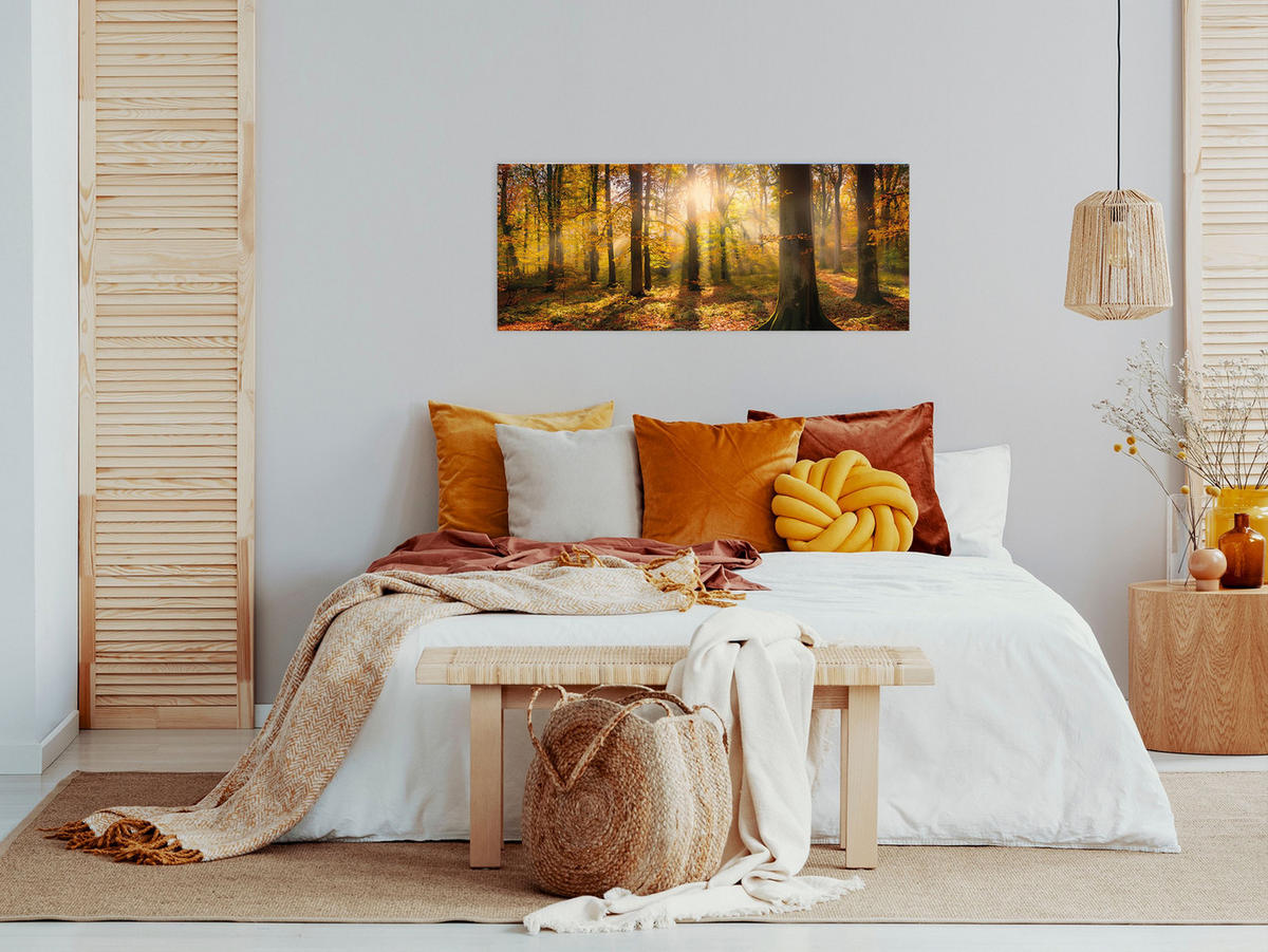 GLASBILD 125x50 cm Herbst Wald - Braun, Glas (125/50cm) - artissimo