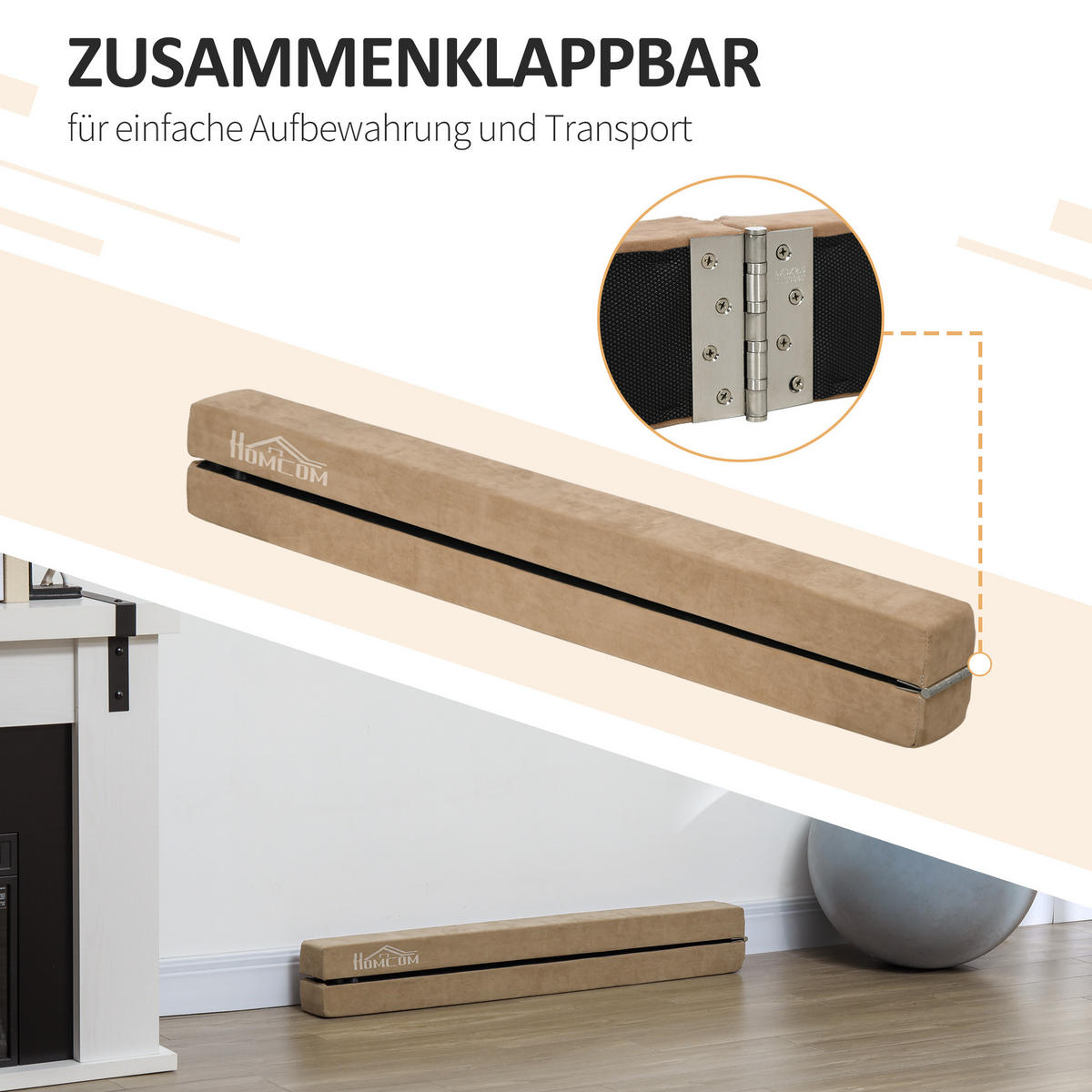 SCHWEBEBALKEN Beth Braun faltbar - Braun, Holz/Textil (210/10/6.5cm) - Jamb