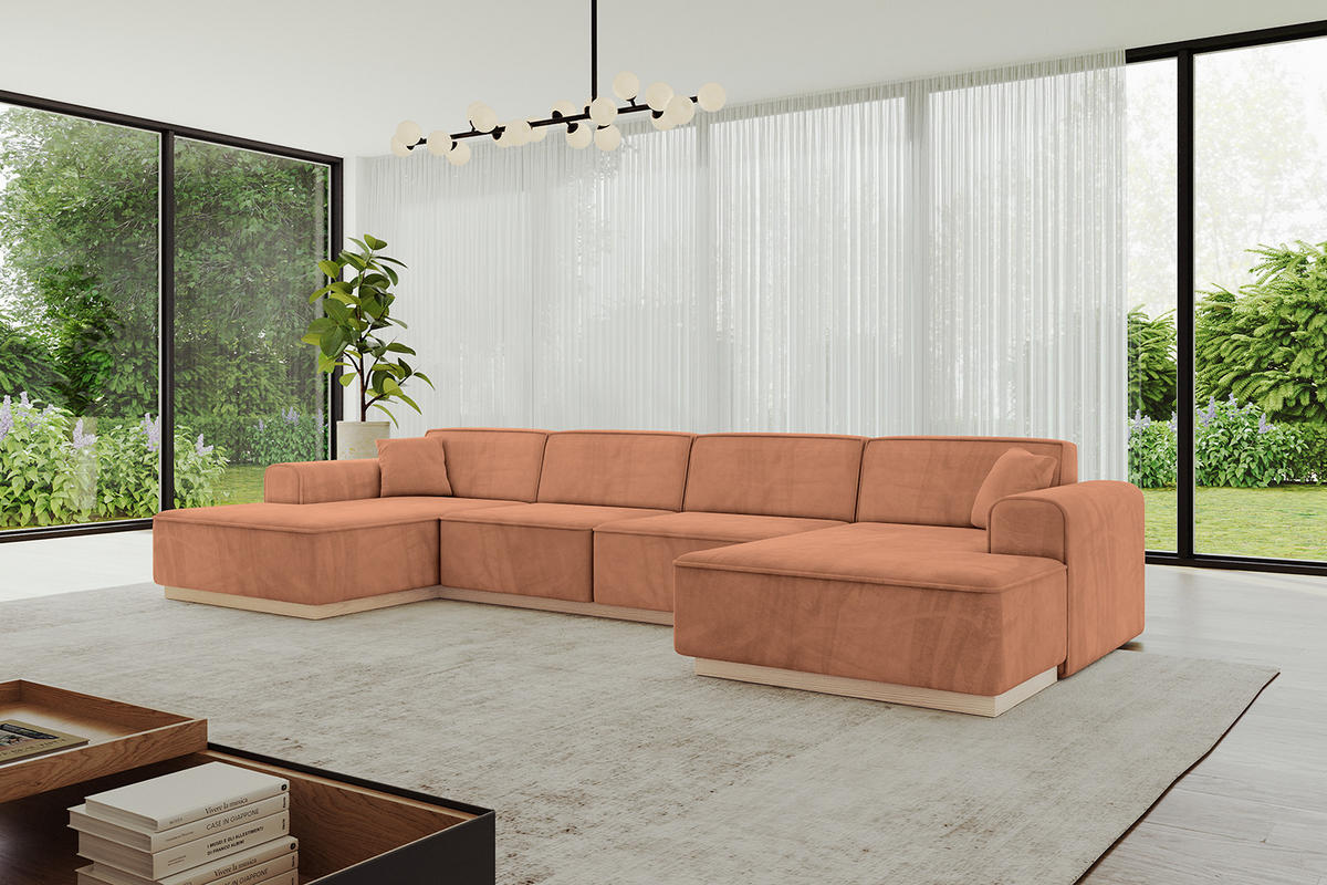 WOHNLANDSCHAFT IREA-U2 - 388x171x83 cm Koralle - Koralle, Holzwerkstoff/Textil (388/83/171cm) - ALTDECOR