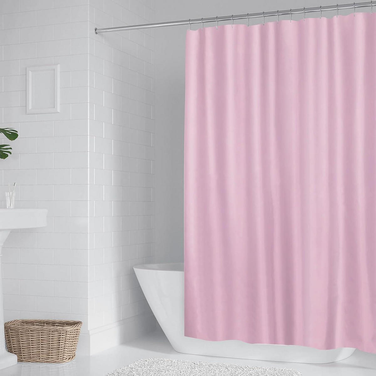 DUSCHVORHANG 180 x 200 cm Wasserdicht Schnelltrocknend Polyester Rosa - Rosa, Textil (180/200cm)