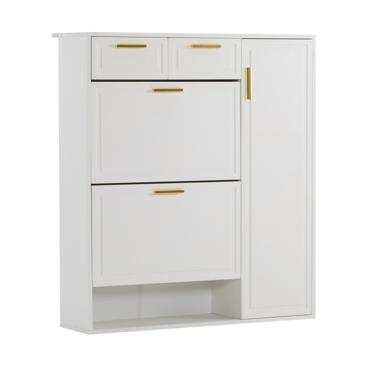 SCHUHSCHRANK mit Schubladen und verstellbaren Regalen 95 x 24 x 107,5 cm Weiß - Weiß, Holzwerkstoff (24/107/95cm) - Beauniv