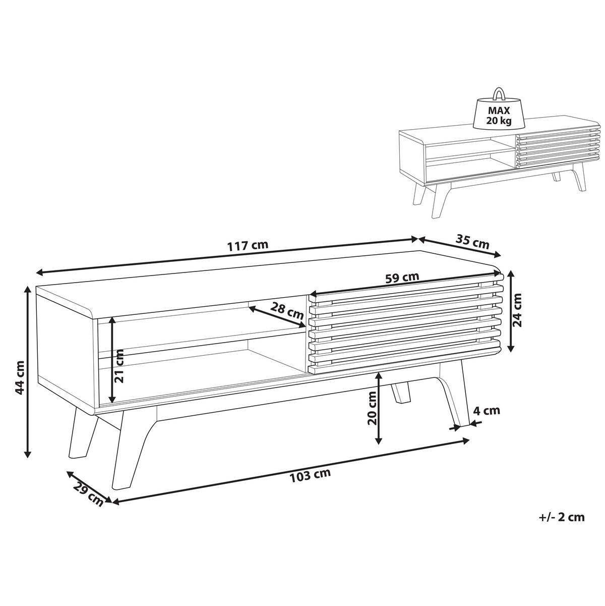 TV-MÖBEL Hellbraun TOLEDO 35/117/44 cm - Hellbraun, Holzwerkstoff (117/44/35cm) - Beliani